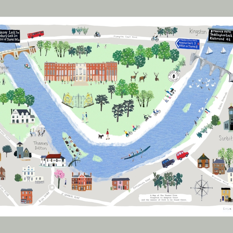 Kingston to Hampton Court - Notecard by Lisa Tolley