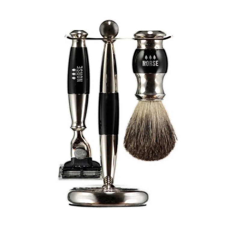 Mach 3 Ebony – Shaving Set Thick Handled