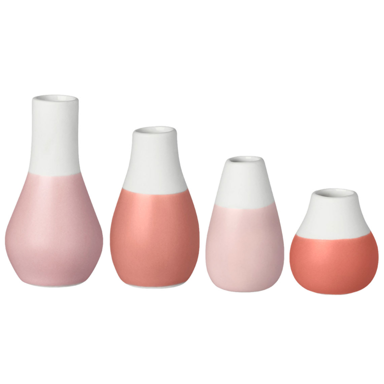 Mini Pastel Vases, Set of 4 – Reds