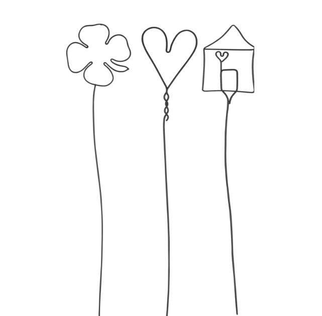 Wire Object Decoration - House, Heart, Clover (3pcs)