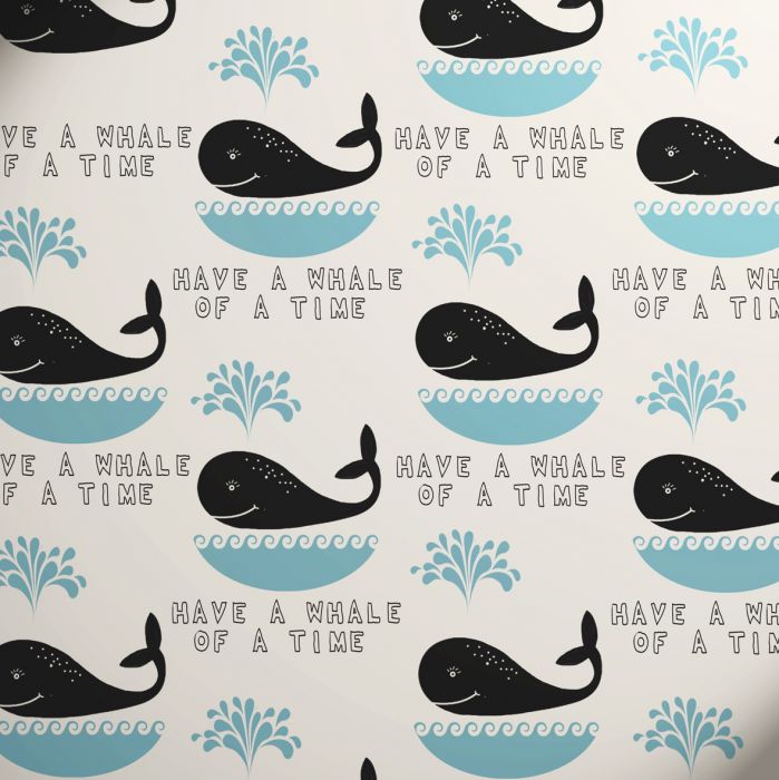 Wrapping paper - Happy Earth Whale on White
