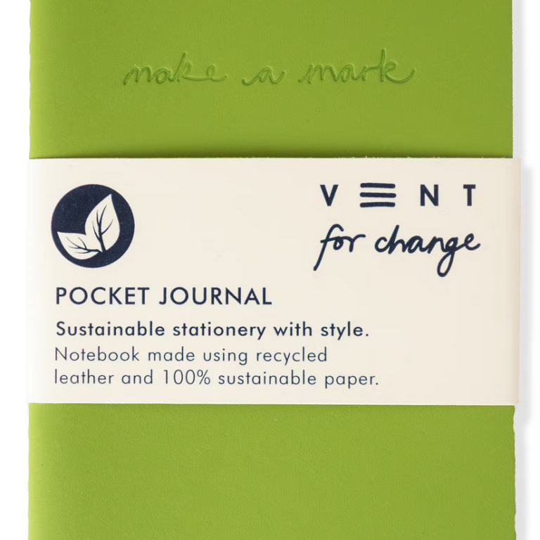 Recycled Leather Mini Pocket Notebook Journal - Green