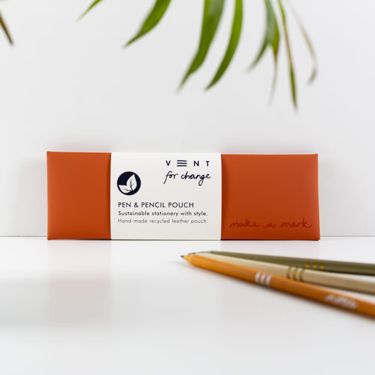 Recycled Leather Pen / Pencil Pouch - Orange