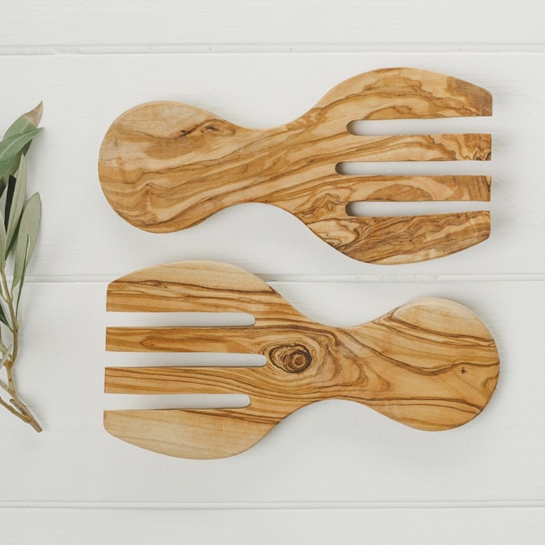 Olive Wood - Salad Hands Set