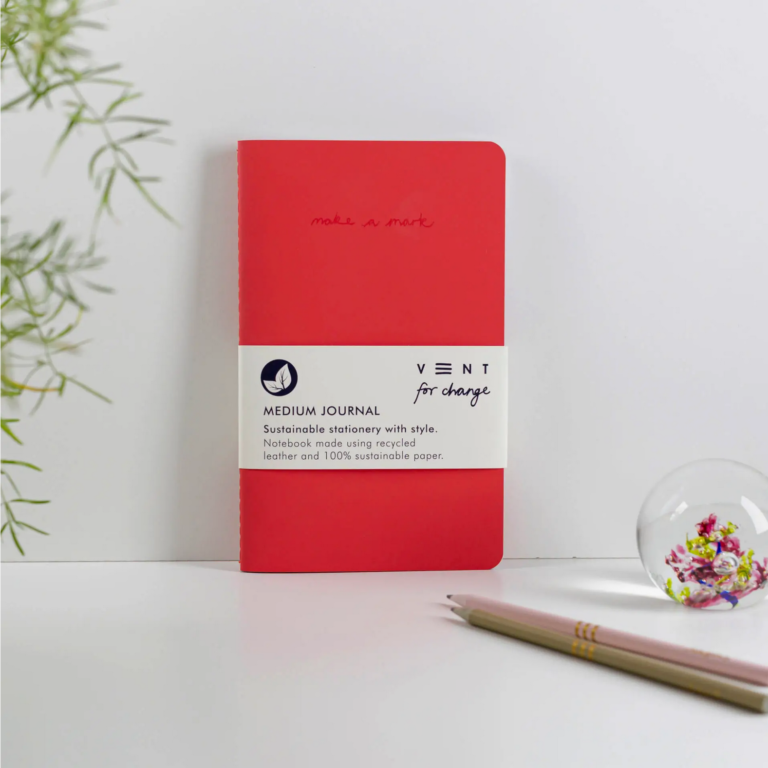 Recycled Leather Medium Journal - Red