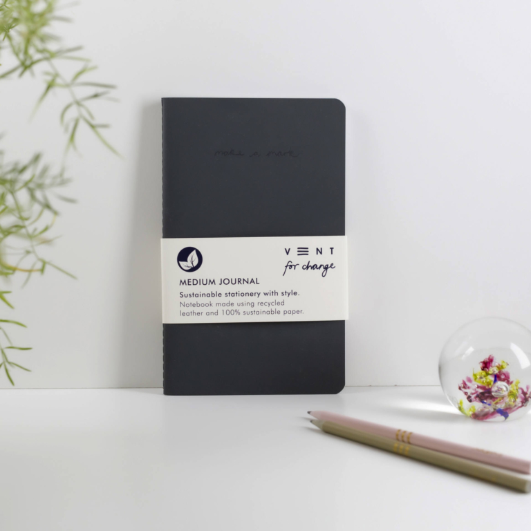 Recycled Leather Medium Notebook Journal – Charcoal Grey